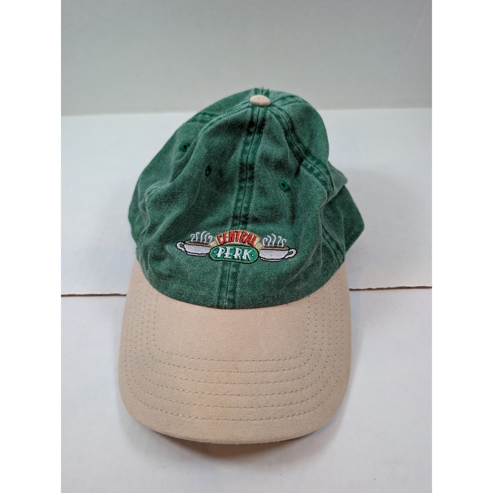 Vintage FRIENDS Central Perk Hat Warner Bros Green Khaki Adjustable Cap 90s
